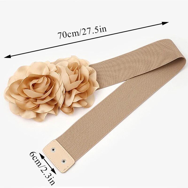 Rugalmas derékpánt nagy szalag virágos deréköv női lány édes, magasan elasztikus derékpánt ruhához Cummerbunds fűző övek