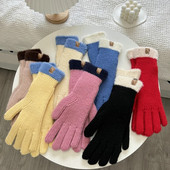 Ziemas skārienekrāna cimdi telefona spēlēšanai Divu toņu biezi, silti adīti streči cimdi ar pilniem pirkstiem āra cimdi sievietēm