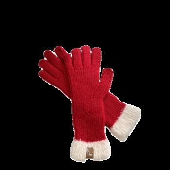 Зимни ръкавици със сензорен екран за игра на телефон Двуцветни удебелени топли плетени еластични ръкавици Пълни пръсти Ръкавици за открито за жени