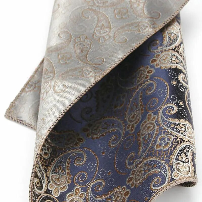 YISHLINE férfi poliészter selyem zsebkendő Paisley Pocket Square vőlegény bál esküvői party mellkas törölköző Hankies kiegészítők