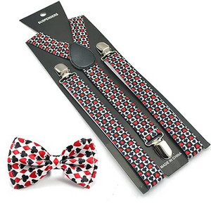 Fashion Poker Novitet Dizajn Mix Ležerne naramenice za hlače Držač leptir Novo Žene Muškarci Y-leđa Naramenice Set leptir kravata Poklon