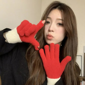 Divat kontrasztos kesztyűk Érintőképernyős kötött kesztyűk Női Téli kesztyűk Meleg lovaglókesztyűk Munkakesztyűk Ujjatlan nőknek