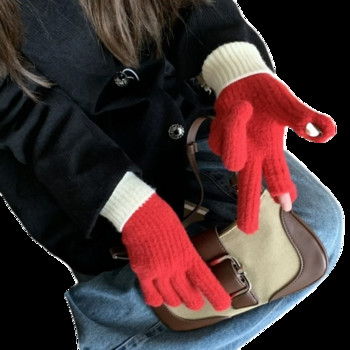 Μόδα γάντια με αντίθεση Πλεκτά γάντια με οθόνη αφής Γυναικεία χειμωνιάτικα γάντια ζεστά γάντια ιππασίας Γάντια εργασίας γάντια για γυναίκες