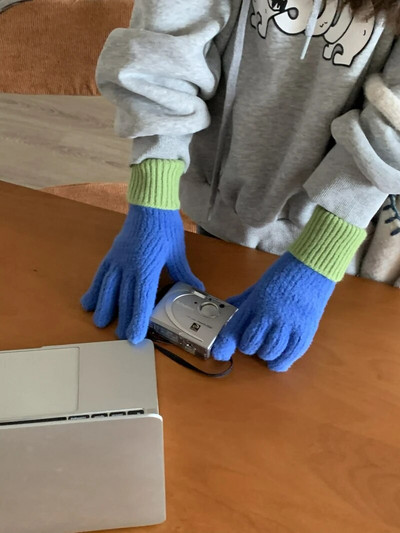 Divat kontrasztos kesztyűk Érintőképernyős kötött kesztyűk Női Téli kesztyűk Meleg lovaglókesztyűk Munkakesztyűk Ujjatlan nőknek