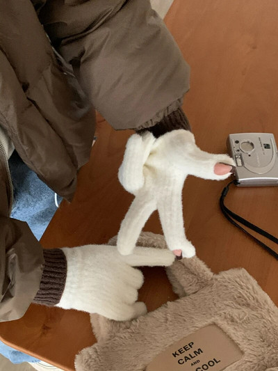 Divat kontrasztos kesztyűk Érintőképernyős kötött kesztyűk Női Téli kesztyűk Meleg lovaglókesztyűk Munkakesztyűk Ujjatlan nőknek