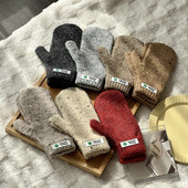 Žieminės vienspalvės pirštinės su jutikliniu ekranu, skirtos žaisti telefonu Moterims vienspalvės storos šiltos megztos pirštinės kumštinės pirštinės Moteriškos pirštinės