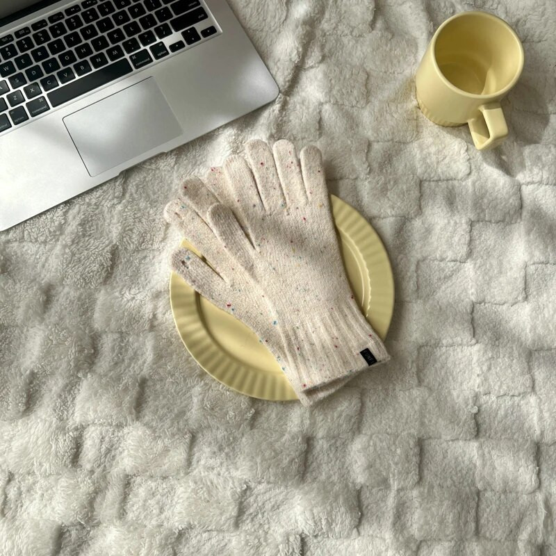 Korejas ziemas jauni konfektes krāsa šķelto pirkstu cimdi Sieviešu ziemas trikotāžas cimdi silti cimdi sievietēm