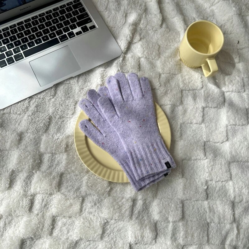 Korejas ziemas jauni konfektes krāsa šķelto pirkstu cimdi Sieviešu ziemas trikotāžas cimdi silti cimdi sievietēm