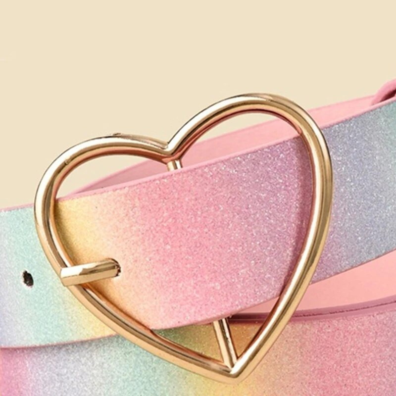 Ženski slatki stil duginih boja Pojas oko struka Pojas u obliku srca Pojas s kopčom Ljetna haljina Ženska ležerna odjeća Pojas za struk