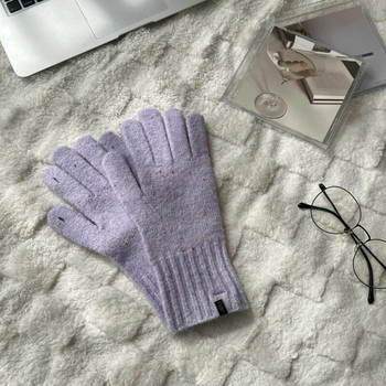 Зимни корейски нови бонбонени ръкавици с разделени пръсти Дамски зимни плетени ръкавици Топли ръкавици Kawaii за жени