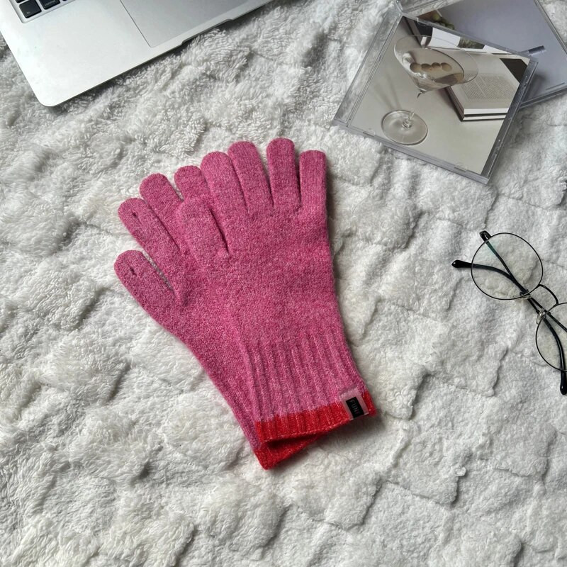 Téli koreai új Candy színű hasított ujjú kesztyűk női téli kötött kesztyűk meleg Kawaii kesztyűk nőknek