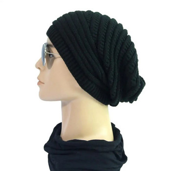 Γυναικείο χειμωνιάτικο καπέλο Casual μόδας Πλεκτά Καπέλα Μασίφ παχύ ζεστό καπό Skullies Beanies Μαλακό unisex φαρδύ πλεκτό φασόλι