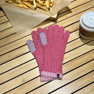 Ziemas skārienekrāna cimdi spēlēšanai ar tālruni sievietēm kontrastējošā krāsā, biezi silti, adīti cimdi dūraiņi, cimdi sievietēm