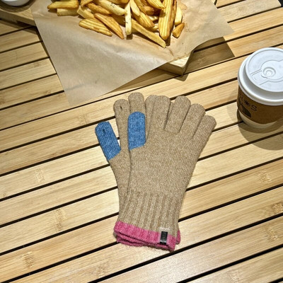 Ziemas skārienekrāna cimdi spēlēšanai ar tālruni sievietēm kontrastējošā krāsā, biezi silti, adīti cimdi dūraiņi, cimdi sievietēm