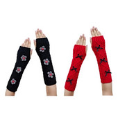 Q39C 2x Kawaii trikotāžas roku sildītājs īkšķa caurums, elastīgi cimdi Sieviešu garie dūraiņi bez pirkstiem sievai mīļotajai draudzenei māsai dāvana