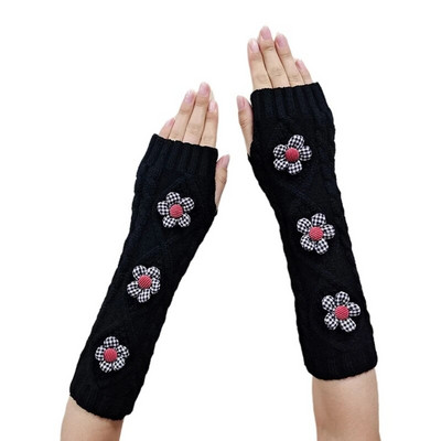 Q39C 2x Kawaii trikotāžas roku sildītājs īkšķa caurums, elastīgi cimdi Sieviešu garie dūraiņi bez pirkstiem sievai mīļotajai draudzenei māsai dāvana