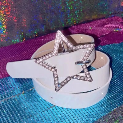 Y2K pojasevi za žene Djevojke Ružičasto Crno Bijeli Zvjezdasti Pojas Traper Zvjezdani PU Kožni Remen Ins Sweet Cool Korzet Traperice Pojasevi