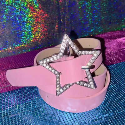 Y2K pojasevi za žene Djevojke Ružičasto Crno Bijeli Zvjezdasti Pojas Traper Zvjezdani PU Kožni Remen Ins Sweet Cool Korzet Traperice Pojasevi