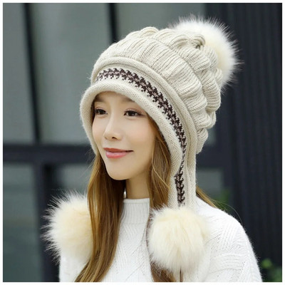 Χειμερινό Καπέλο Γυναικείο Καπέλο Beanie με Φλις Επένδυση Ανδρικό Γυναικείο Πλεκτό Χειμωνιάτικο Καπέλο για Γυναικεία Μάλλινα Χοντρά Ζεστά Καπέλα