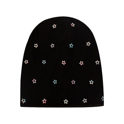 Geebro Női Többszínű Bordás Pearl Star koponyák Beanie Hétköznapi kötött Puha Design Tömör masni Szív Kalapok Női Slouchy Kalap