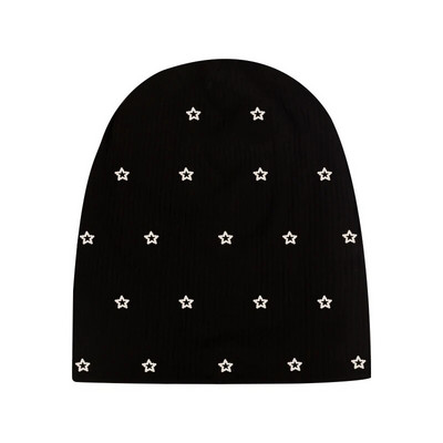 Geebro Női Többszínű Bordás Pearl Star koponyák Beanie Hétköznapi kötött Puha Design Tömör masni Szív Kalapok Női Slouchy Kalap