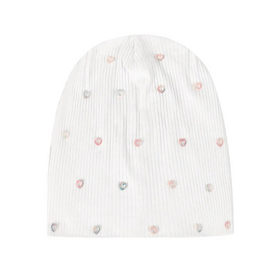 Geebro Női Többszínű Bordás Pearl Star koponyák Beanie Hétköznapi kötött Puha Design Tömör masni Szív Kalapok Női Slouchy Kalap