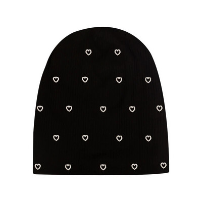 Geebro Női Többszínű Bordás Pearl Star koponyák Beanie Hétköznapi kötött Puha Design Tömör masni Szív Kalapok Női Slouchy Kalap