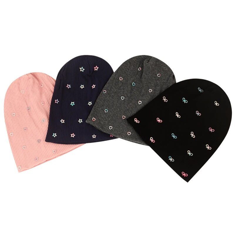 Geebro Női Többszínű Bordás Pearl Star koponyák Beanie Hétköznapi kötött Puha Design Tömör masni Szív Kalapok Női Slouchy Kalap