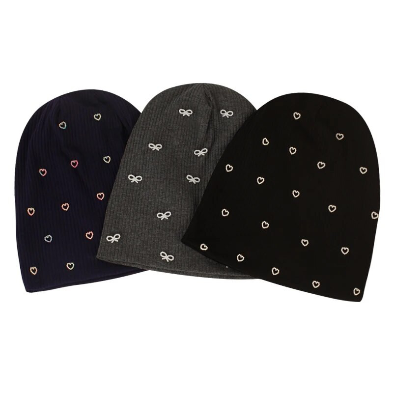 Geebro Női Többszínű Bordás Pearl Star koponyák Beanie Hétköznapi kötött Puha Design Tömör masni Szív Kalapok Női Slouchy Kalap