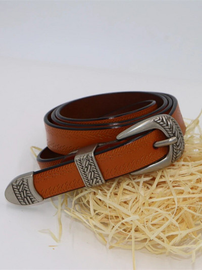 New Fashion Női Lady Vintage Boho fém bőr dupla csatos deréköv derékpánt Női övek 1,8 cm