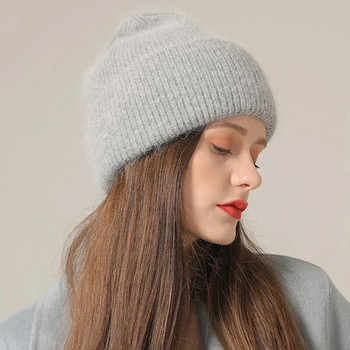 Γυναικείο χειμερινό καπέλο χειμερινά καπέλα από πραγματική γούνα κουνελιού για γυναίκες Μόδα ζεστά καπέλα Beanie Γυναικεία Καπέλα κεφαλής σκληρό κάλυμμα για ενήλικες