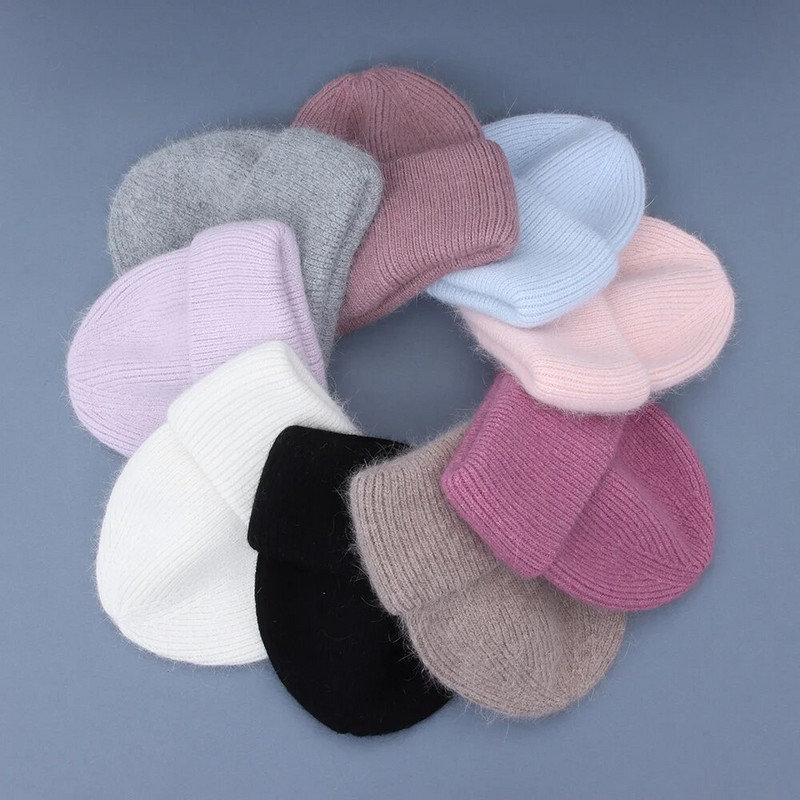 Ženska zimska kapa Zimske kape od pravog zečjeg krzna za žene Modne tople kape s kapama Ženska jednobojna kapa za odrasle