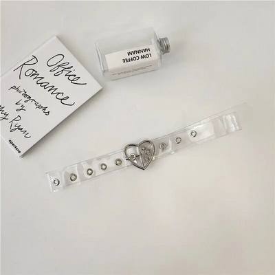 Moteriška permatoma Heart belt punk grandinėlė kelnėms drugelis kniedės sagtis juosmens Clear Strap dervos PVC džinsų diržas x273