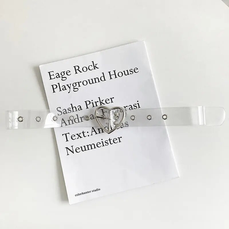 Moteriška permatoma Heart belt punk grandinėlė kelnėms drugelis kniedės sagtis juosmens Clear Strap dervos PVC džinsų diržas x273