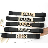 Luksuzni pojas sa zlatnim lancem, elastični srebrni metalni pojasevi oko struka za žene Visokokvalitetni rastezljivi ženski kaput Ketting Riem pojas 2,3 cm