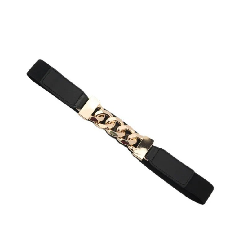 Luksuzni pojas sa zlatnim lancem, elastični srebrni metalni pojasevi oko struka za žene Visokokvalitetni rastezljivi ženski kaput Ketting Riem pojas 2,3 cm