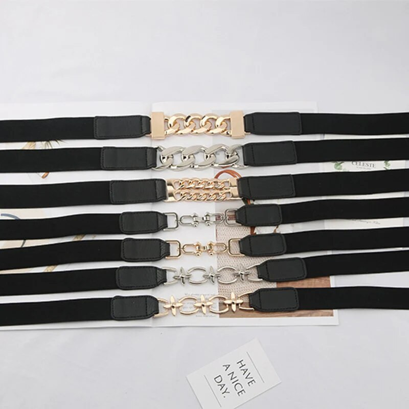 Luksuzni pojas sa zlatnim lancem, elastični srebrni metalni pojasevi oko struka za žene Visokokvalitetni rastezljivi ženski kaput Ketting Riem pojas 2,3 cm