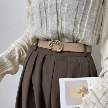 Луксозна марка Pu колан за жени Дизайнерска метална катарама със змийска каишка Женска дънкова рокля Панталон Декоративна колан Мода