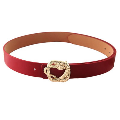 Luksuzni brand Pu remen za žene Dizajner Metalna zmija kopča Remen oko struka Ženske traperice Haljina Hlače Ukrasni pojas Moda