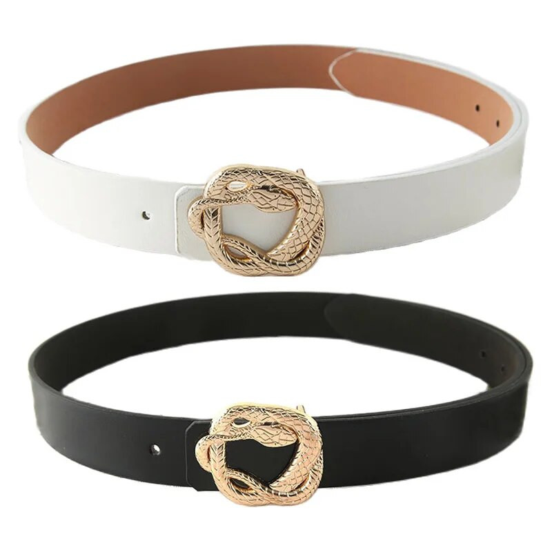 Luksuzni brand Pu remen za žene Dizajner Metalna zmija kopča Remen oko struka Ženske traperice Haljina Hlače Ukrasni pojas Moda