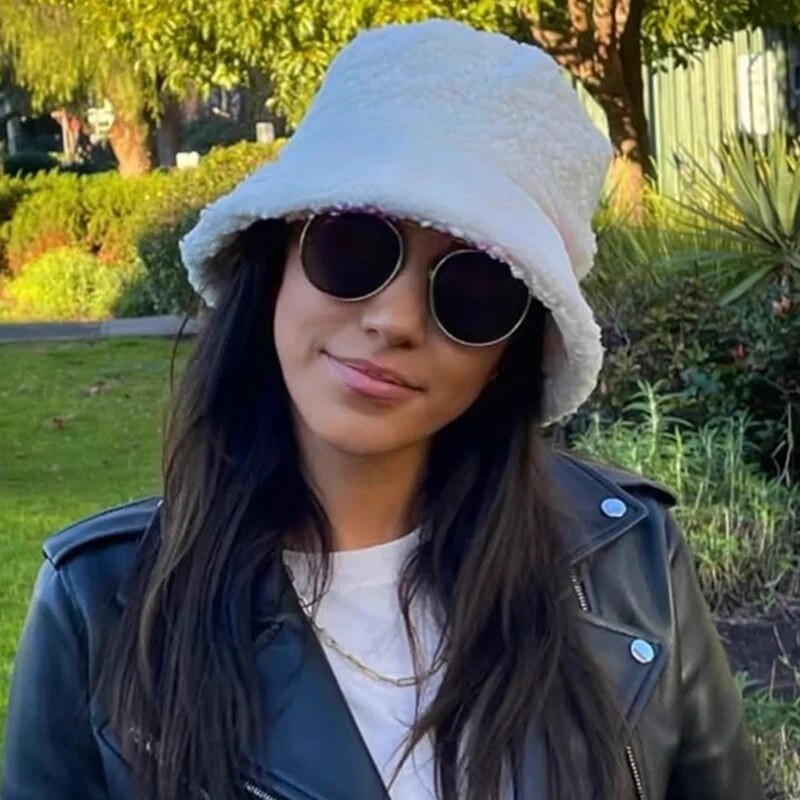 Zimske tople kape od janjeće vune od umjetnog krzna Ribarske kape Ženske deblje plišane pahuljaste šešire Kape za ribolov na otvorenom koje održavaju toplinu