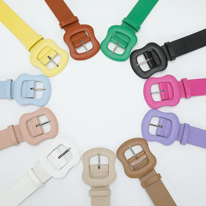 Modni novi 3,8 cm X 105 cm PU kožni ženski remen Tikva kopča Jednobojni ukrasni traperice Remen za haljine za žene Bijelo Crno Ružičasto