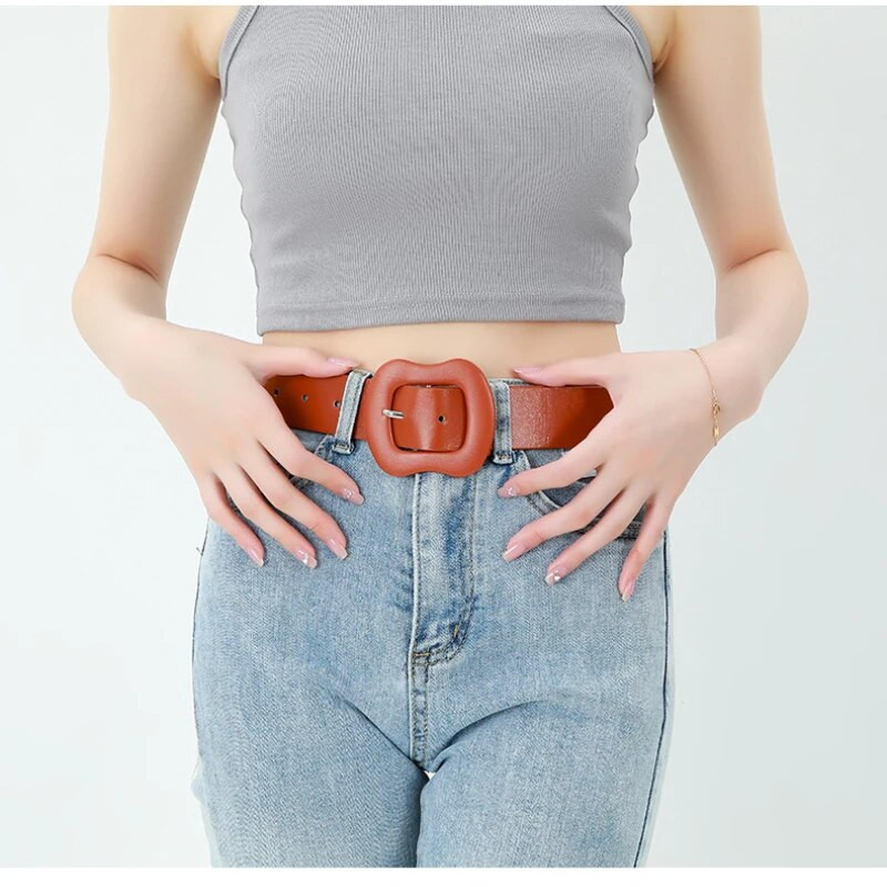 Modni novi 3,8 cm X 105 cm PU kožni ženski remen Tikva kopča Jednobojni ukrasni traperice Remen za haljine za žene Bijelo Crno Ružičasto