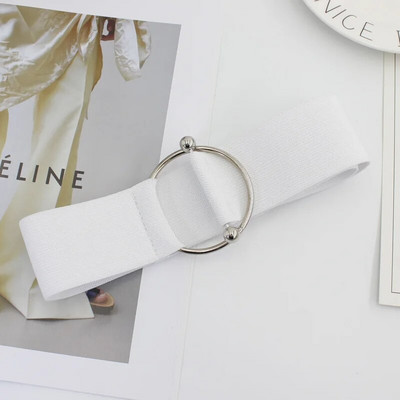 Sieviešu jostas Melns, vienkāršs viduklis, elastīga sieviešu lente, apaļa sprādze, dekorācija mētelis džemperis Modes kleita rīsbalta