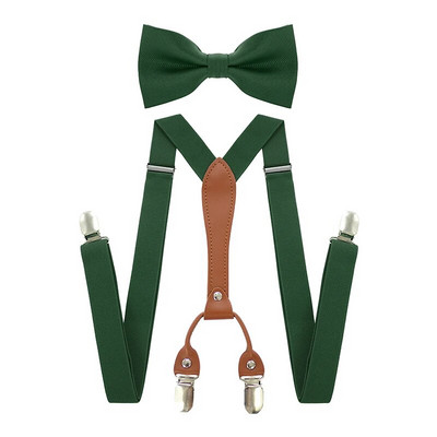 Podesivi elastični Y oblik za muškarce, naramenice, set leptir mašne, crni elastični remen s naramenicama s kopčom i kožnim odijelom, poslovno vjenčanje