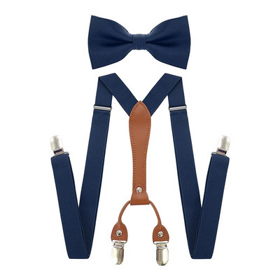 Podesivi elastični Y oblik za muškarce, naramenice, set leptir mašne, crni elastični remen s naramenicama s kopčom i kožnim odijelom, poslovno vjenčanje