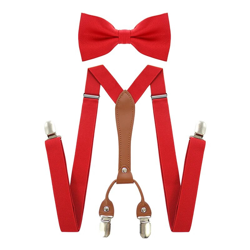 Podesivi elastični Y oblik za muškarce, naramenice, set leptir mašne, crni elastični remen s naramenicama s kopčom i kožnim odijelom, poslovno vjenčanje