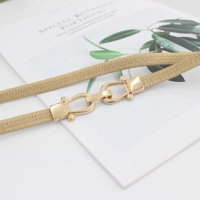 Novi elastični uski kožni remen Ženski modni dizajn u obliku slova D, kopča od legure, tanki remeni za džemper, kaput, ženske haljine, pojas