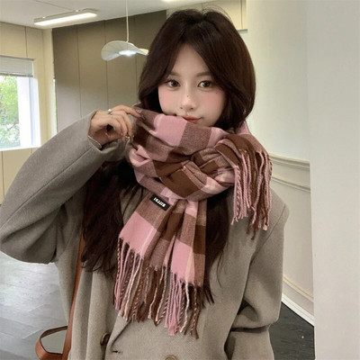 Novi topli karirani pokrivač od kašmira, modni zimski šal, pončo od pašmine, bufanda s resicama, britanski stil, debeli šal, echapre