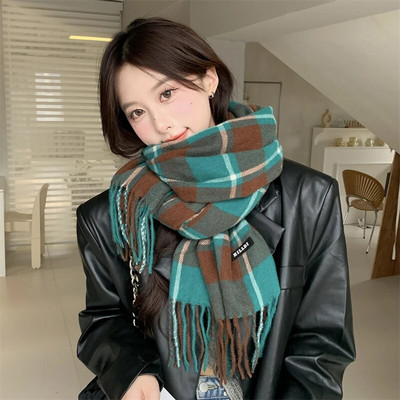 Novi topli karirani pokrivač od kašmira, modni zimski šal, pončo od pašmine, bufanda s resicama, britanski stil, debeli šal, echapre